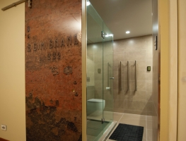 Digital Printed Glass Barn Sliding Door by Graphic Glass Services