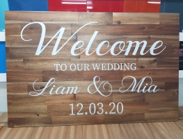 Digital Printed Welcome Sign on Merbau Timber by Graphic Glass Services