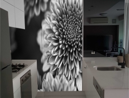 Black & White Flower Digital Printed on Cupboard Doors