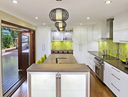 Digitally Printed Bamboo Glass Splashback and Frosted Glass Door Inserts by Graphic Glass Services Qld