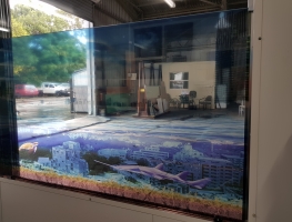 Underwater City Digital Print Film Laminated Glass from Graphic Glass Services Qld