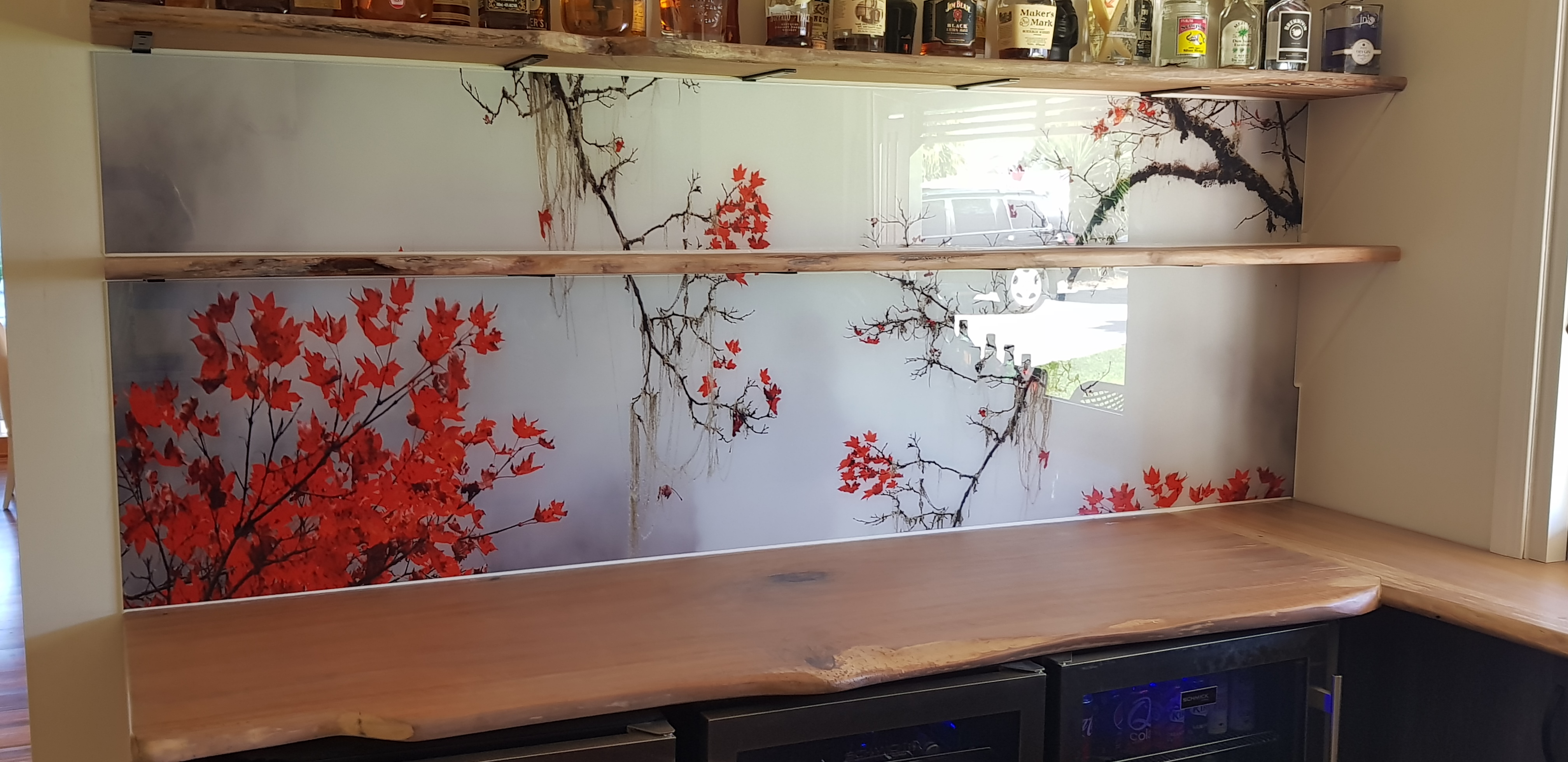 Foggy Japanese Maple Digital Printed Glass Splashback by Graphic Glass Services