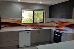 Orange Splash Digital Printed Glass Splashback by Graphic Glass Services