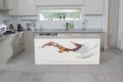 Coffee Spill Digital Print on Glass Splashback by Graphic Glass Services