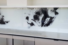 Digital Printed Black & White 2 Dogs Glass Splashback  by Graphic Glass Services