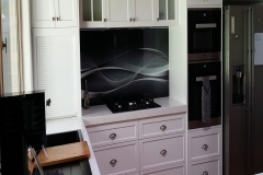 Digital Printed Glass Splashback Black Grey & White Swirl