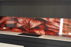 Copper Tone Leaves Digital Printed Glass Splashback