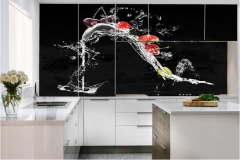 Digital Printed Kitchen Cupboards with Glass Splashback Strawberry & Cherry Splash