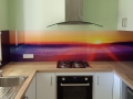 Sunset on a Foggy Mountain digital printed glass splashback by Graphic Glass Services Qld