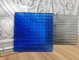 Cross  Narrow Reeded coloured Laminated Glass by Graphic Glass Services