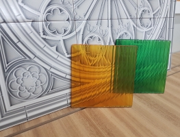 Narrow Reeded Coloured Laminated Glass by Graphic Glass Services