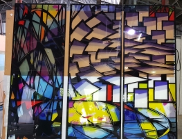 Digital Printed Leadlight Pattern Laminated Toughened Glass by Graphic Glass Services