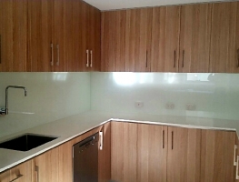 White Colourback Kitchen Glass Splashback