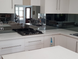 6mm Grey Tint Toughened Mirror Glass Splashback by Graphic Glass Services
