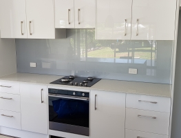 6mm Satin Silver Toughened Splashback by Graphic Glass Services