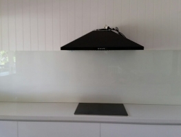 Colourback Glass Splashback in Baker White by Graphic Glass Services Qld