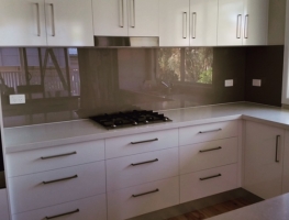Bronze Colourback Glass Splashback by Graphic Glass Services Qld