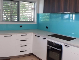 Colourback Glass Splashback in Tropical Splash  by Graphic Glass Services Qld