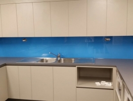 Colourback Glass Splashback in Ocean Blue by Graphic Glass Services Qld