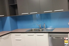 Blue Colourback Glass Kitchen Splashback by Graphic Glass Services Qld