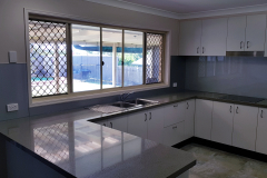 Satin Silver Glass Splashback by Graphic Glass Services
