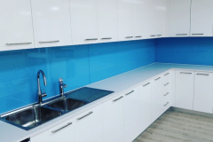 Blue Colourback Glass Splashback by Graphic Glass Services Qld