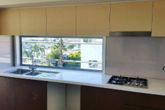 Colourback Glass Splashback in Bone White by Graphic Glass Services Qld