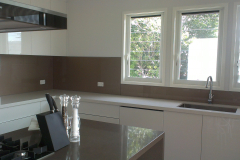 Colourbacked Glass Splashback in Bronze Metallic by Graphic Glass Services Qld