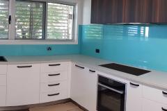 Colourback Glass Splashback in Tropical Splash  by Graphic Glass Services Qld