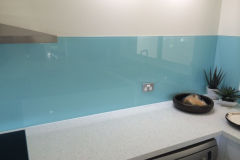 Blue Glass Splashback by Graphic Glass Services Qld