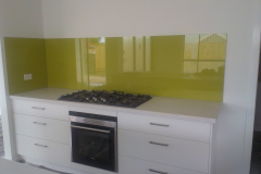 Colourback Glass Splashback in Honeybee by Graphic Glass Services Qld