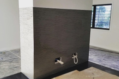 Patterned Colourback Glass Kitchen Splashback by Graphic Glass Services Qld