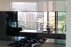 Toughened MIrror Splashback by Graphic Glass Services Qld