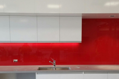 Red Colourback Glass Splashback by Graphic Glass Services Qld