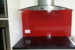 Red Oceanic Patterned Glass Splashback by Graphic Glass Services Qld