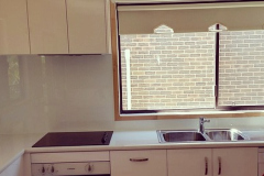 White Colourback Glass Kitchen Splashback by Graphic Glass Services Qld