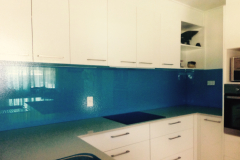 Blue Colourback Glass Splashback by Graphic Glass Serivces Qld