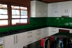 Green Colourback Glass Splashback by Graphic Glass Services Qld