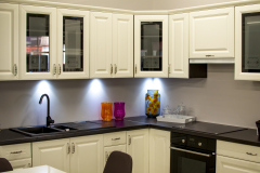 Satin Silver Glass Splashback by Graphic Glass Services