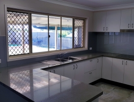 Satin Silver Glass Splashback by Graphic Glass Services