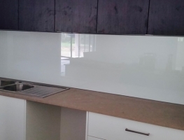White Colourback Glass Splashback by Graphic Glass Services Qld