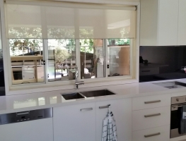 Black Colourback Glass Splashback by Graphic Glass Services Qld