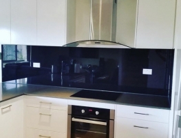 Classic Black Colourback Glass Kitchen Splashback by Graphic Glass Services Qld