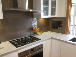Bronze Metallic Colourback Splashback by Graphic Glasss Services