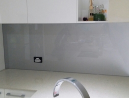 Dulux Metal White Glass Splashback by Graphic Glass Services Qld