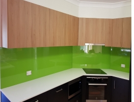 Glass Coloured Splashback in La La Lime by Graphic Glass Services