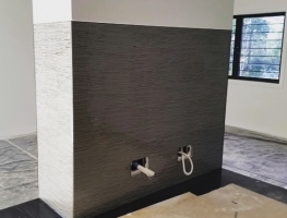 Patterned Colourback Glass Kitchen Splashback by Graphic Glass Services Qld
