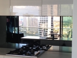 Toughened MIrror Splashback by Graphic Glass Services Qld
