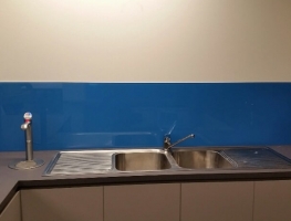 Colourback Glass Splashback in Ocean Blue by Graphic Glass Services Qld