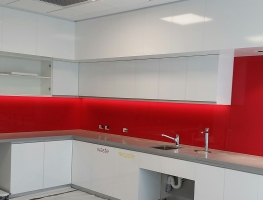 Puma Energy Red Colourback Glass Splashbacks by Graphic Glass Services Qld